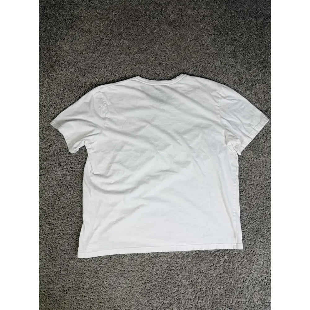 Tommy Hilfiger Shirt Mens XL White V-Neck Logo Cotton Jersey Classic Fit